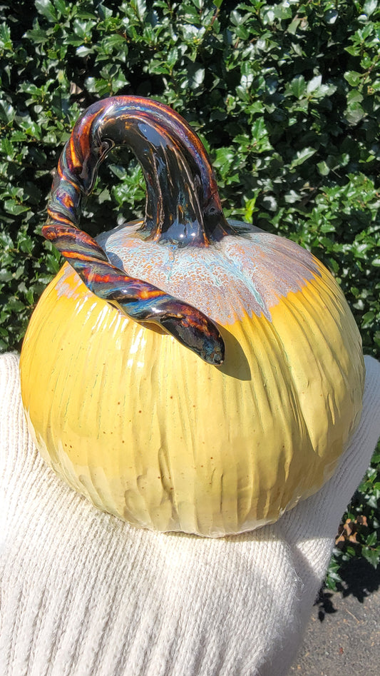 Pumpkin with twisted heart-shaped handle