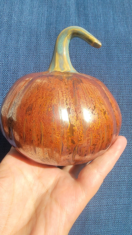 Copper Pumpkin with shiny green handle