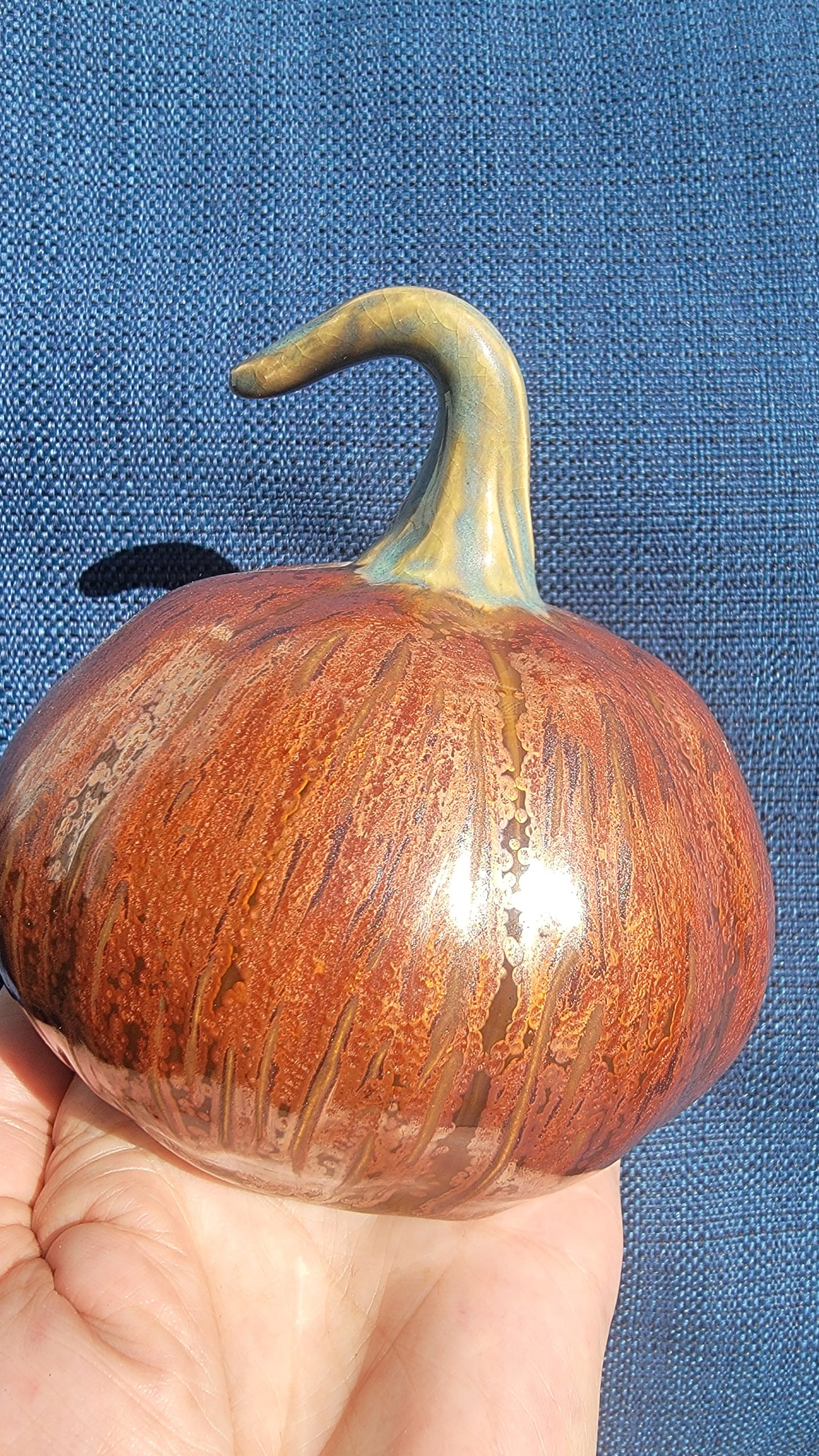 Copper Pumpkin with shiny green handle